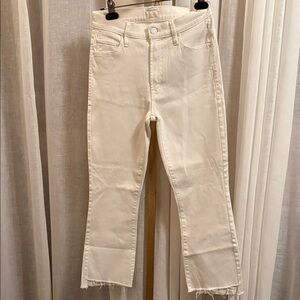 MOTHER Cream Ankle Jeans